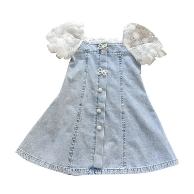 Children Girls Beads Lace Sleeve