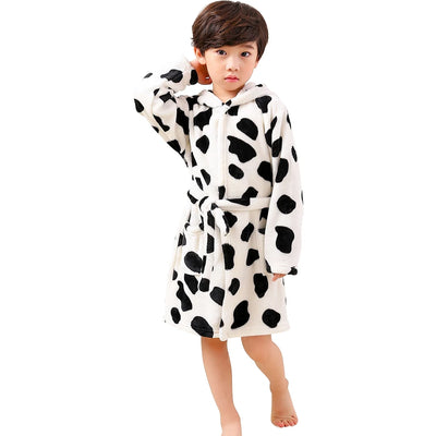 Children Hooded Flannel Bathrobe