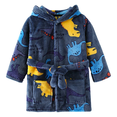 Children Hooded Flannel Bathrobe