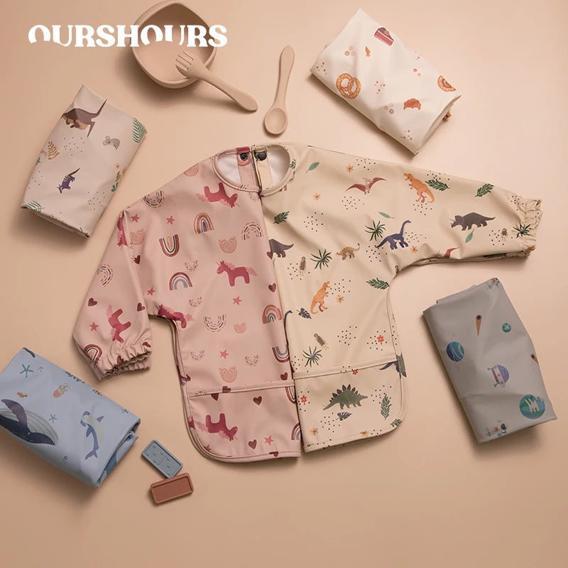 Little Boy Girl Painting Smock Cloth