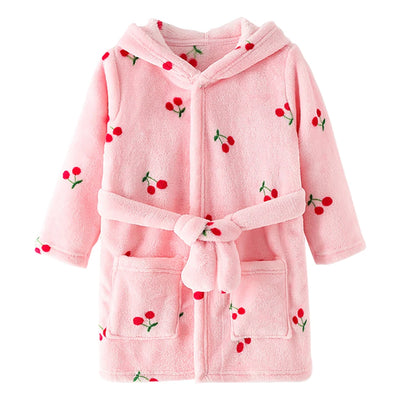 Children Hooded Flannel Bathrobe